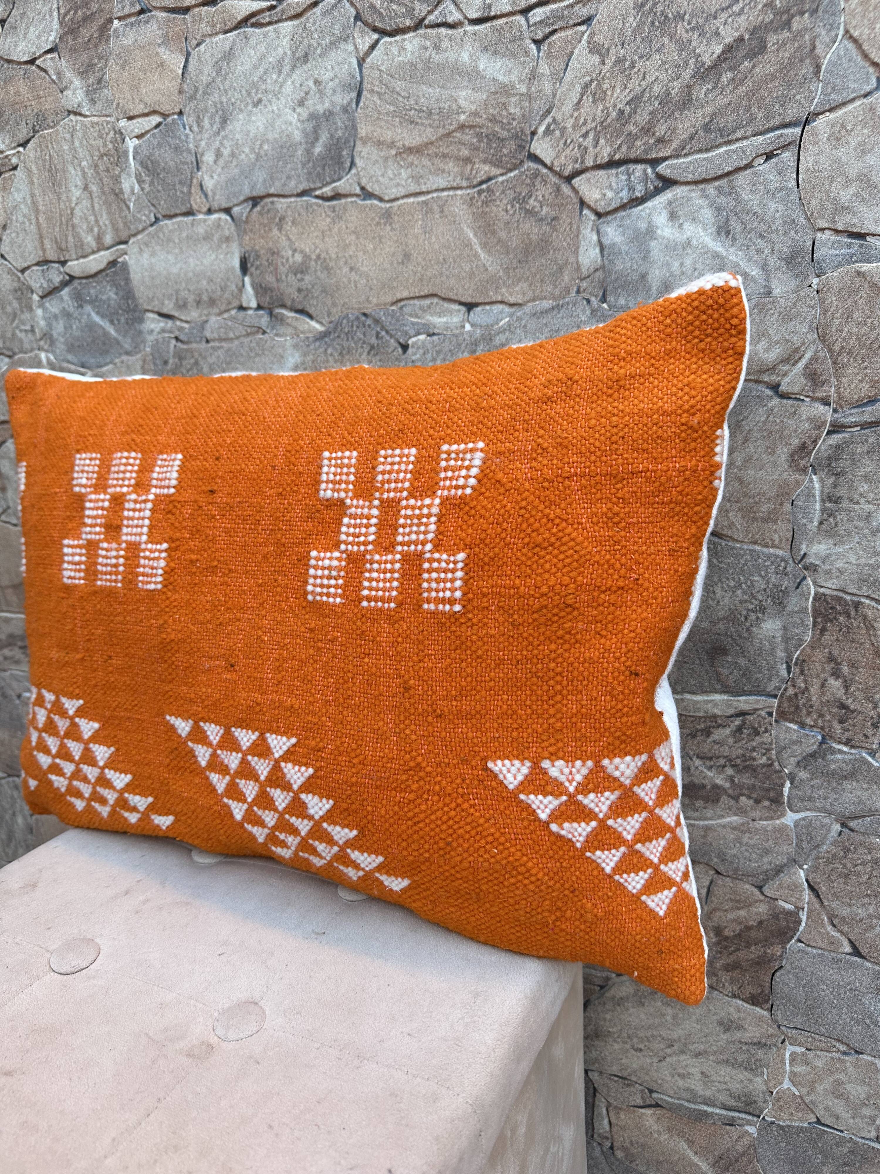 Moroccan orange pillowcase, Berber cushion cover, ear pillowcase.