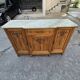 Solid wood carved sideboard with marble top, Art Nouveau style
