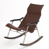 Design Leather Folding Rocking Chair by Takeshi Nii, 1950s