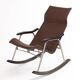 Fauteuil à bascule pliant en cuir design par Takeshi Nii, années 1950