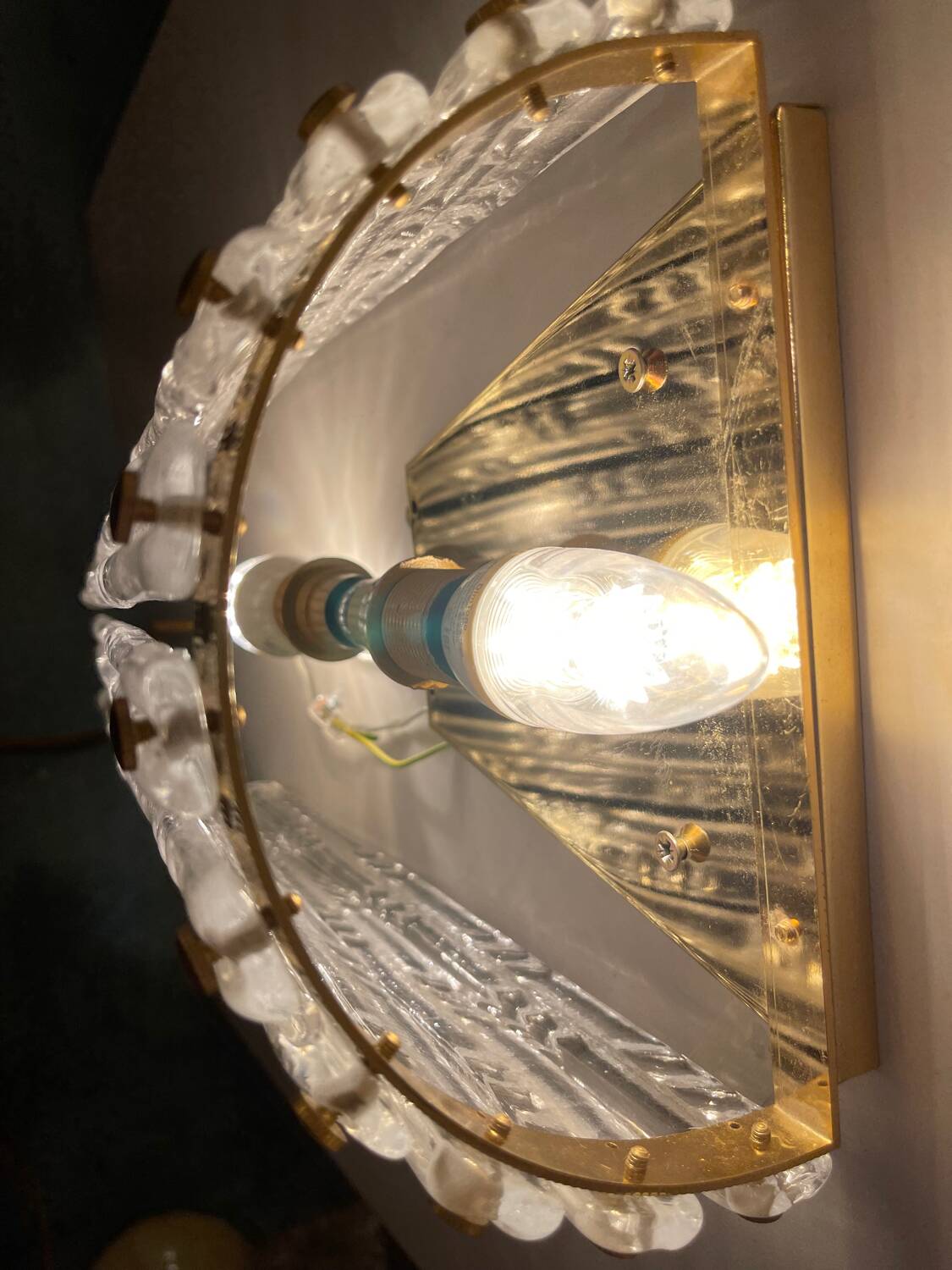 Large Murano Glass Brass Sconces