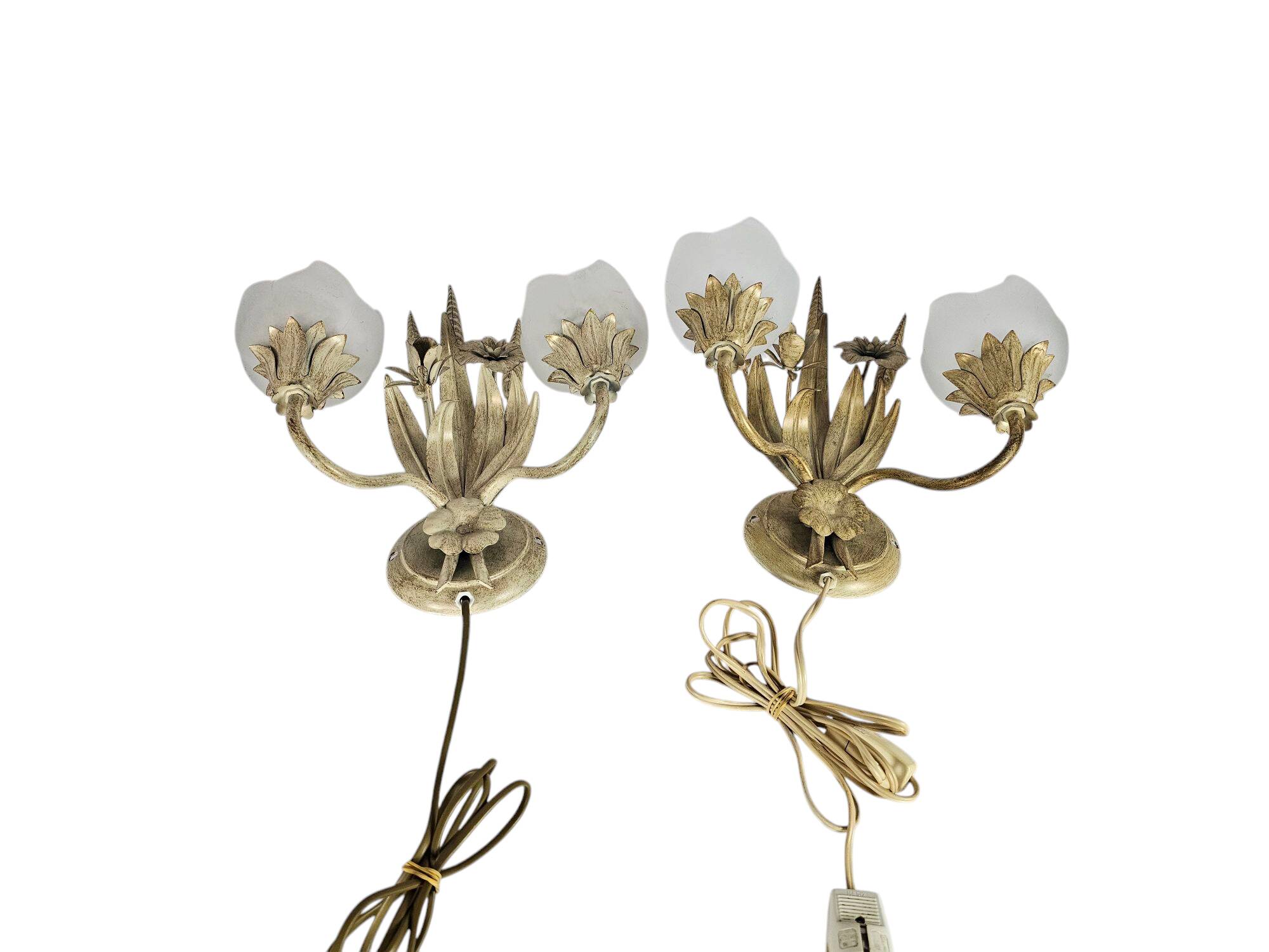 LS Italy  - vintage wall lamps (2)  - metal - gold - 70's