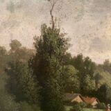 Old animated landscape painting from the 19th century