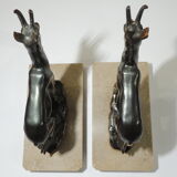 Bookends marble and chamois vintage