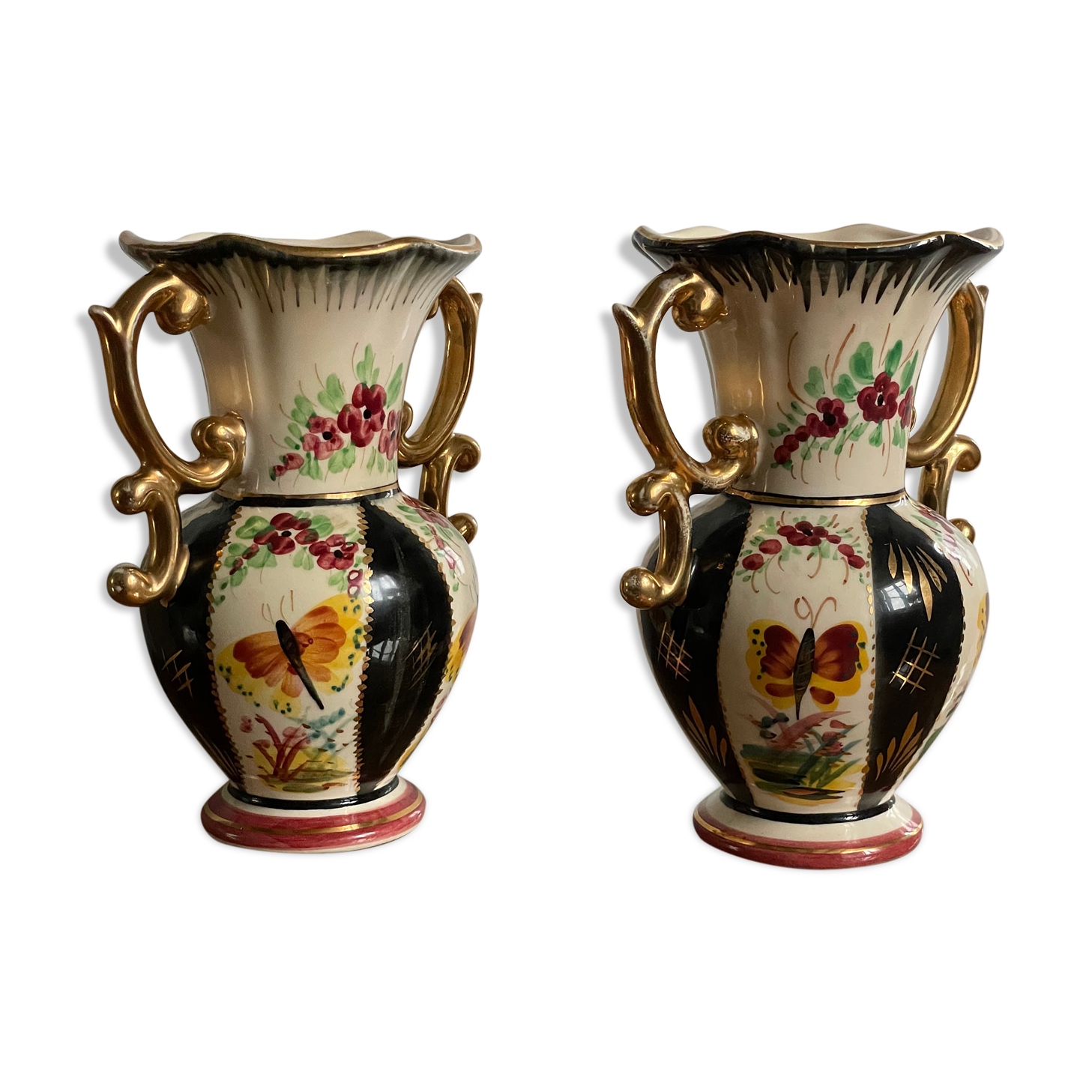 Pair of Saint Ghislain vases made in Belgium