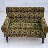 1930s, Danish 2-seater drop arm daybed/sofa, green furniture velour.