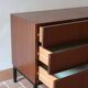 Teak chest of drawers with 3 drawers, black metal legs, 1960s.