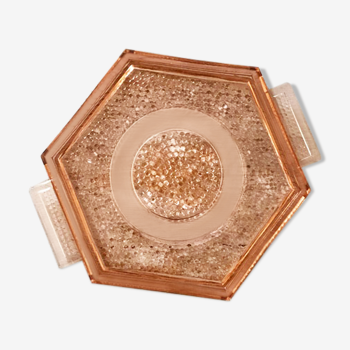 Art Deco pink glass tray