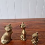 Set of 3 brass cats