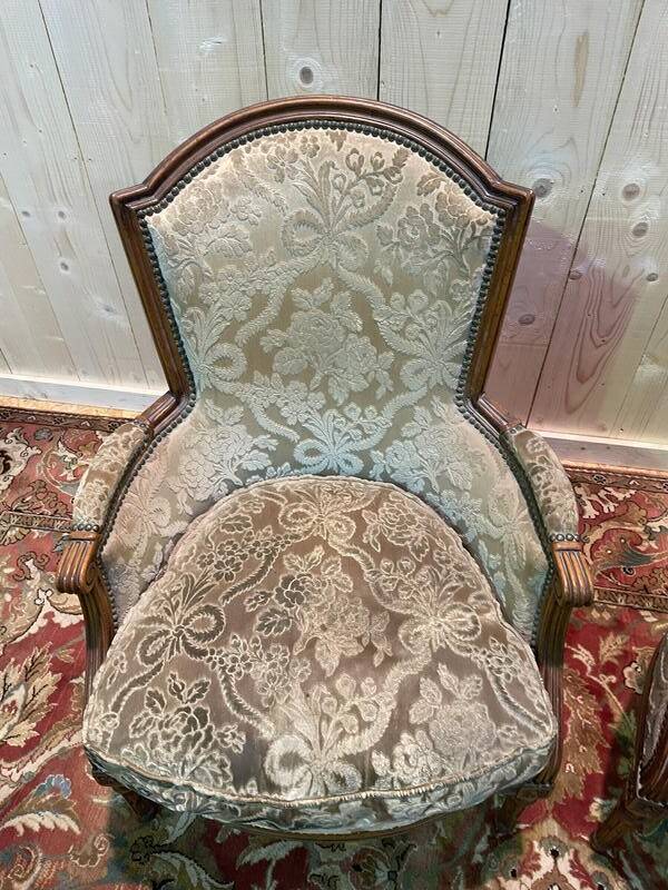 Pair of Louis XVI style bergere armchairs