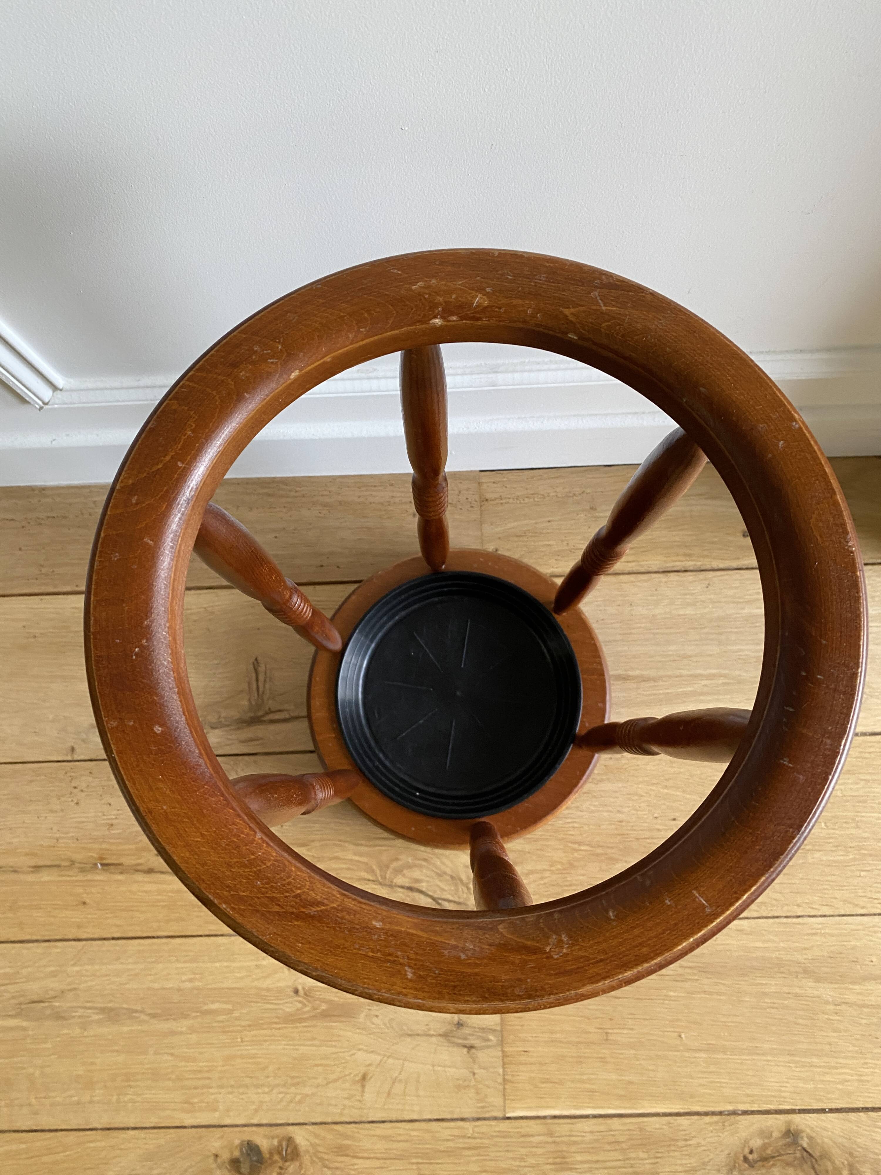 Vintage round wooden umbrella stand