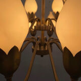 Mid-Century 18-Arm Tulip Pendant Chandelier by Fog & Mørup, Denmark