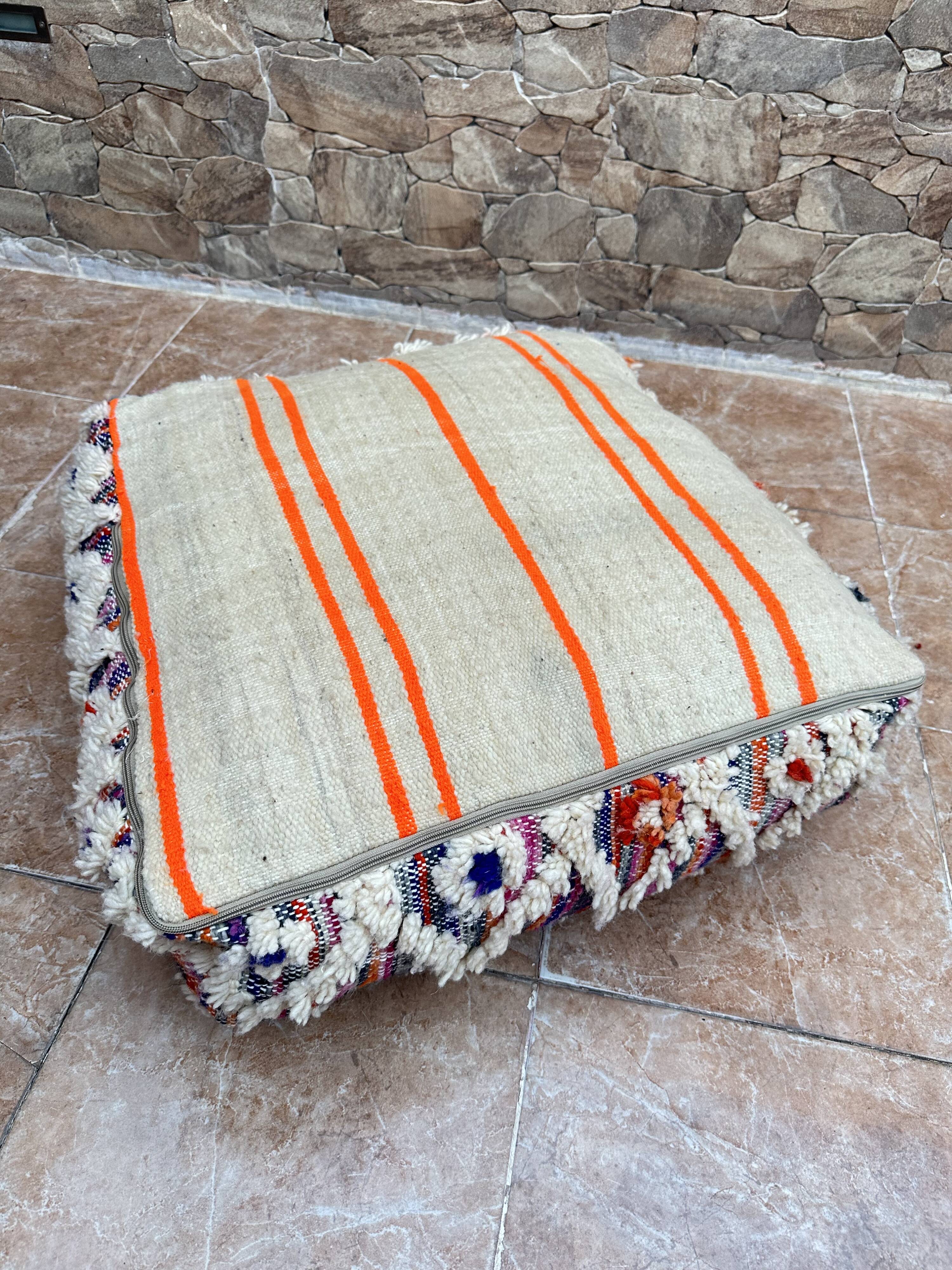 Handmade Berber Kilim pouf, floor cushion