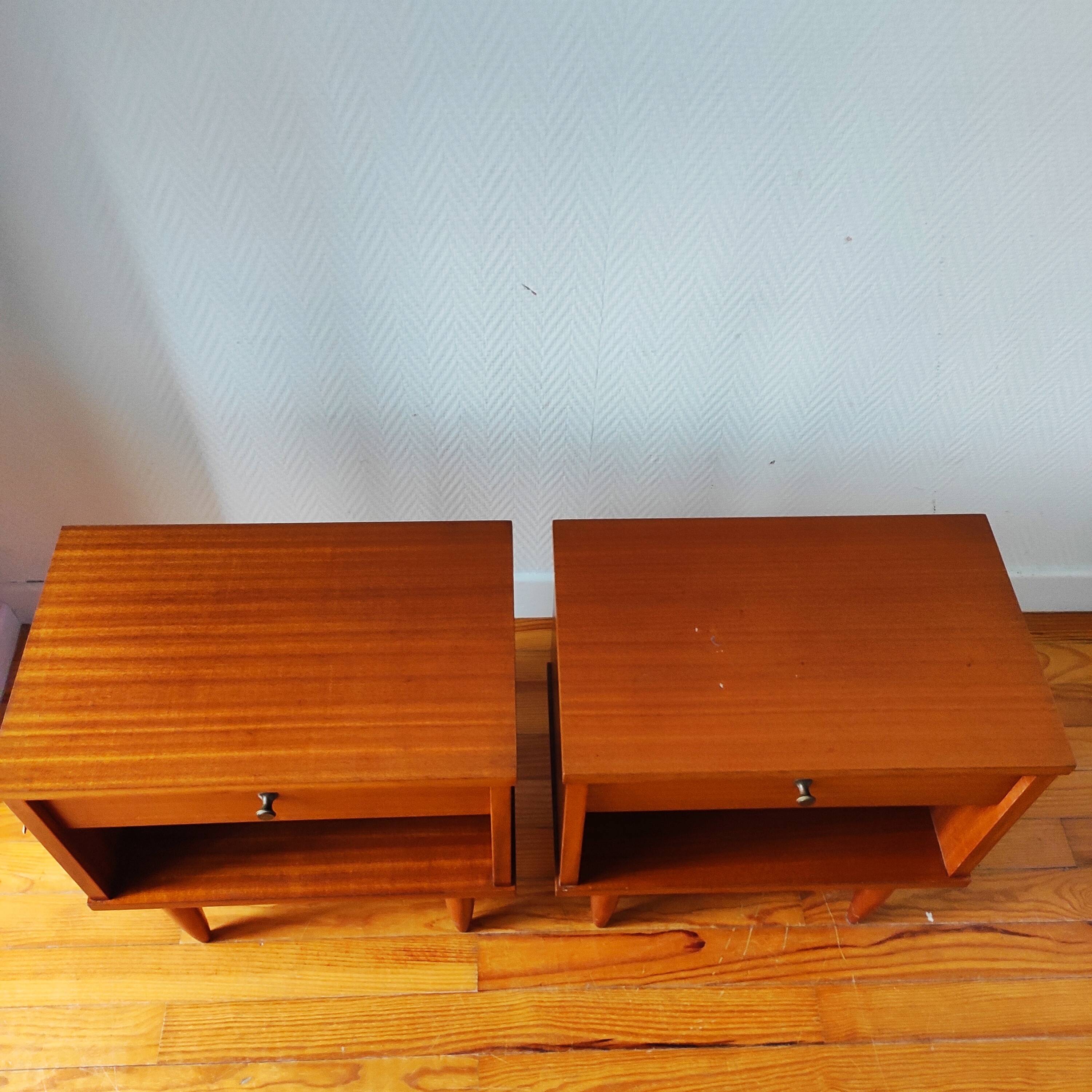 Pair of Vintage 1960s Scandinavian Bedside Tables