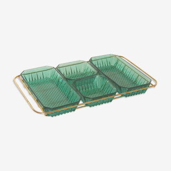 Servant aperitif tray in turquoise glass