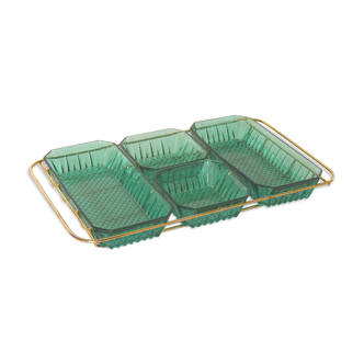 Servant aperitif tray in turquoise glass