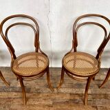 set of 4 bistro chairs in curved wood from the 1920s 1930s Canned seat