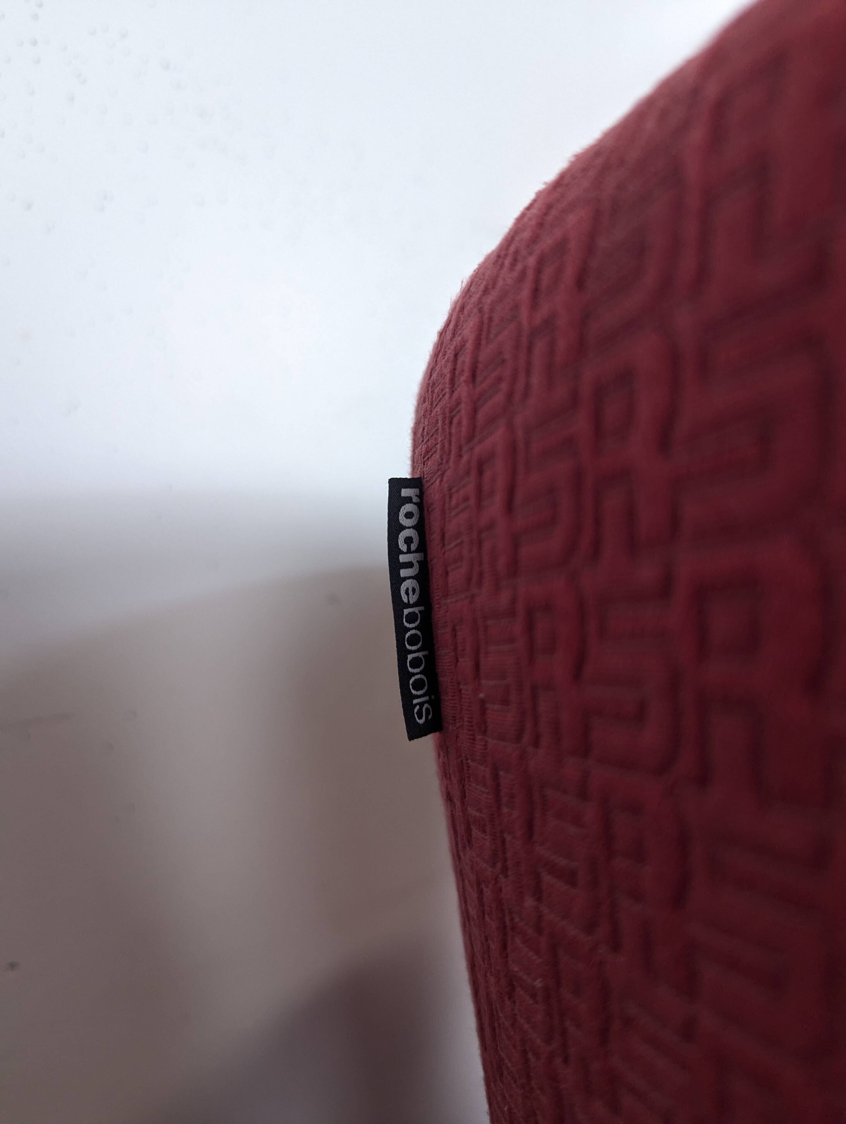 Roche Bobois swivel chair in red fabric with 2000s patterns.
