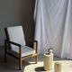 Small accent table in speckled white beige petrified wood H29 D18 - 3327