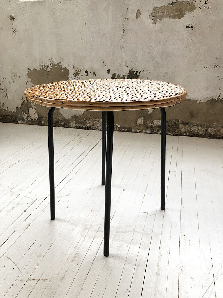 Wicker and metal coffee table