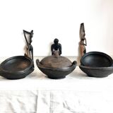 Set of 2 Abron S black terracotta bowls Raw bowl African artisanal bowl