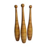 Set of three vintage juggling clubs in turned wood