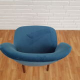 Armchair in velvet with stained beech legs, 60s