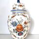 Vase potiche fleurie faïence Hubert Bequet