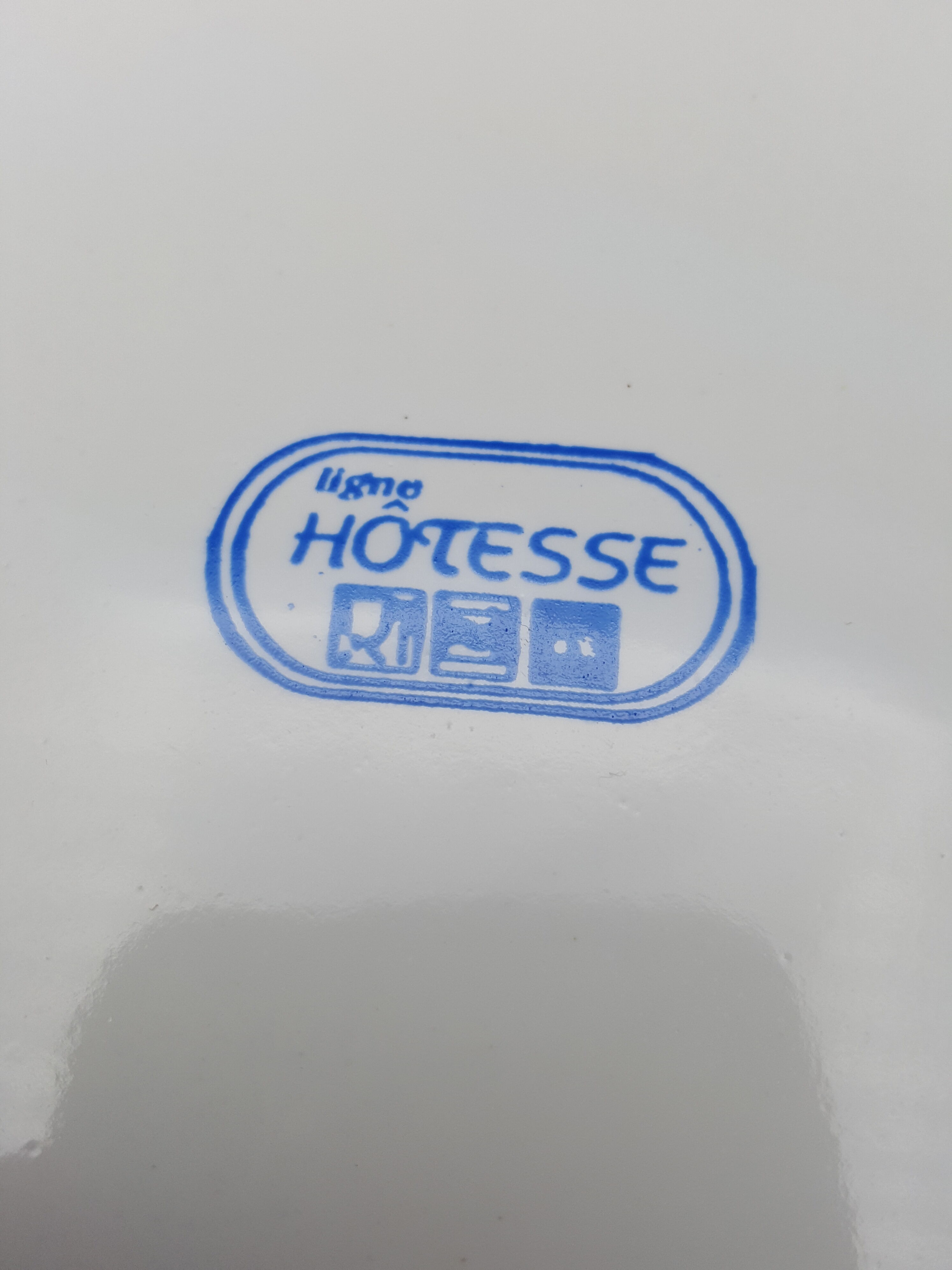 Plates saucers cups vintage white blue line hotesse ceramic