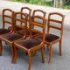 6 Louis Philippe dining chairs in solid wood and brown velvet.