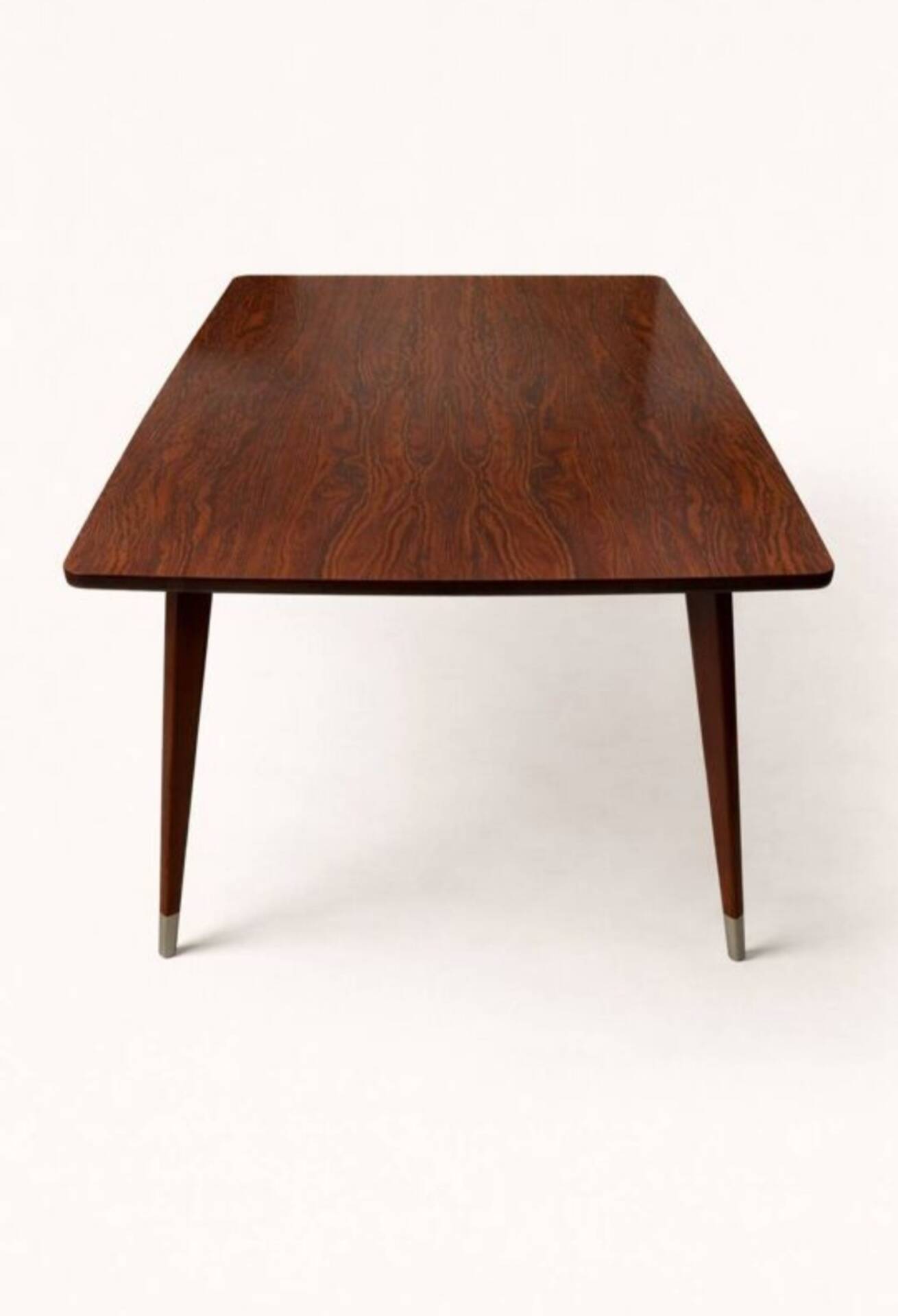 Extendable formica table from the 1960s with a Scandinavian rosewood effect.