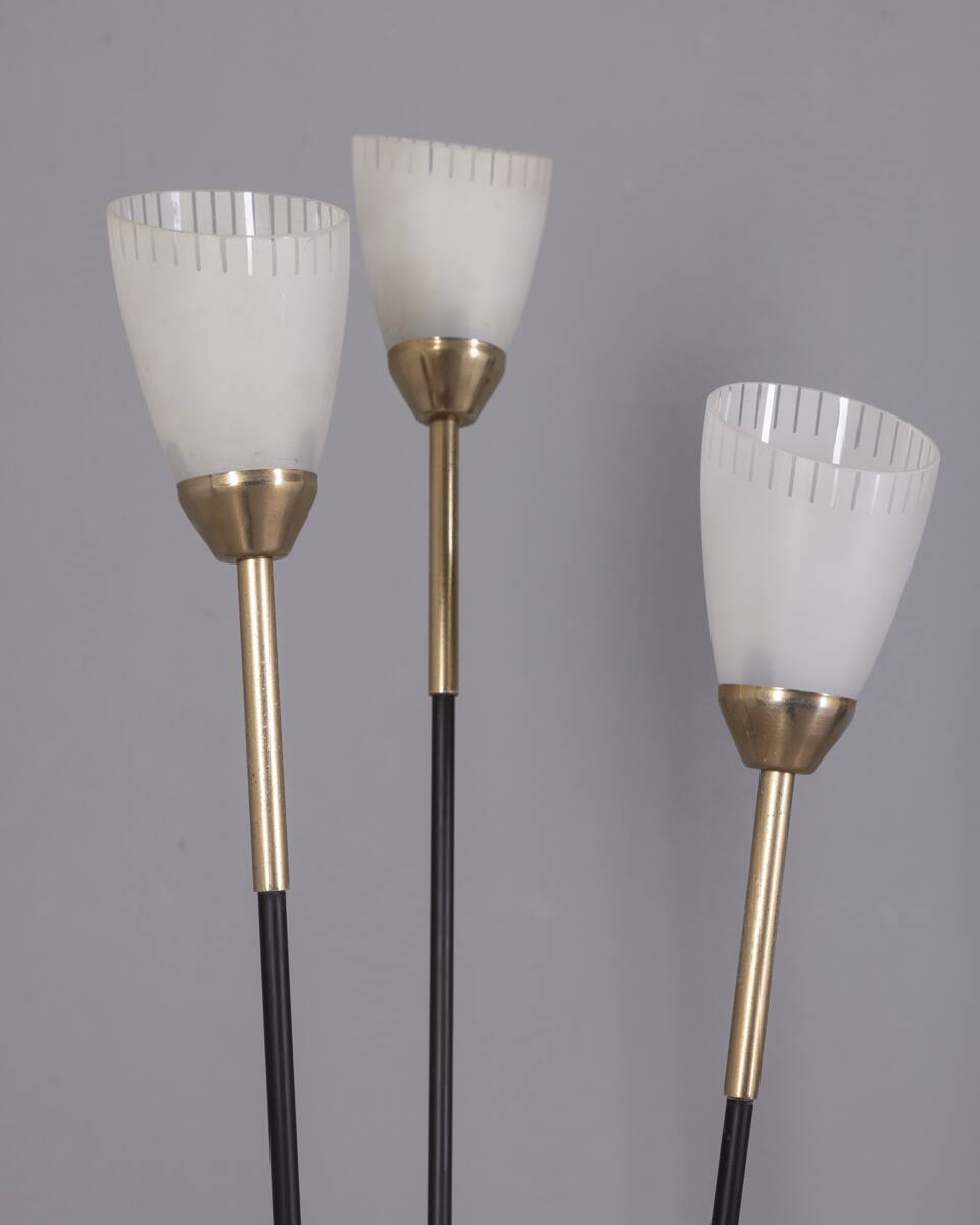 VINTAGE 1960S THREE-LIGHT GLASS FLOOR LAMP, ITALIAN DESIGN
