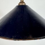 Industrial British Dark Blue Enamel Factory Pendant Lamp, 1950s