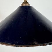 Industrial British Dark Blue Enamel Factory Pendant Lamp, 1950s