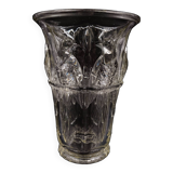 Vase en verre Art Déco français avec motif cacatoès par Verlux
