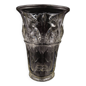 French Art Deco glass vase with cockatoo motif by Verlux