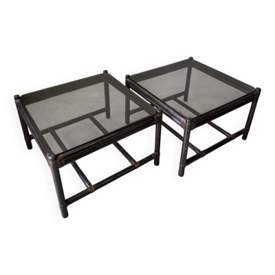 Table d’appoint / bout de canapé en bambou, 70s