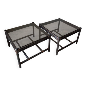 Table d’appoint / bout de canapé en bambou, 70s