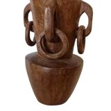Vase en bois sculpté dans la masse 1950