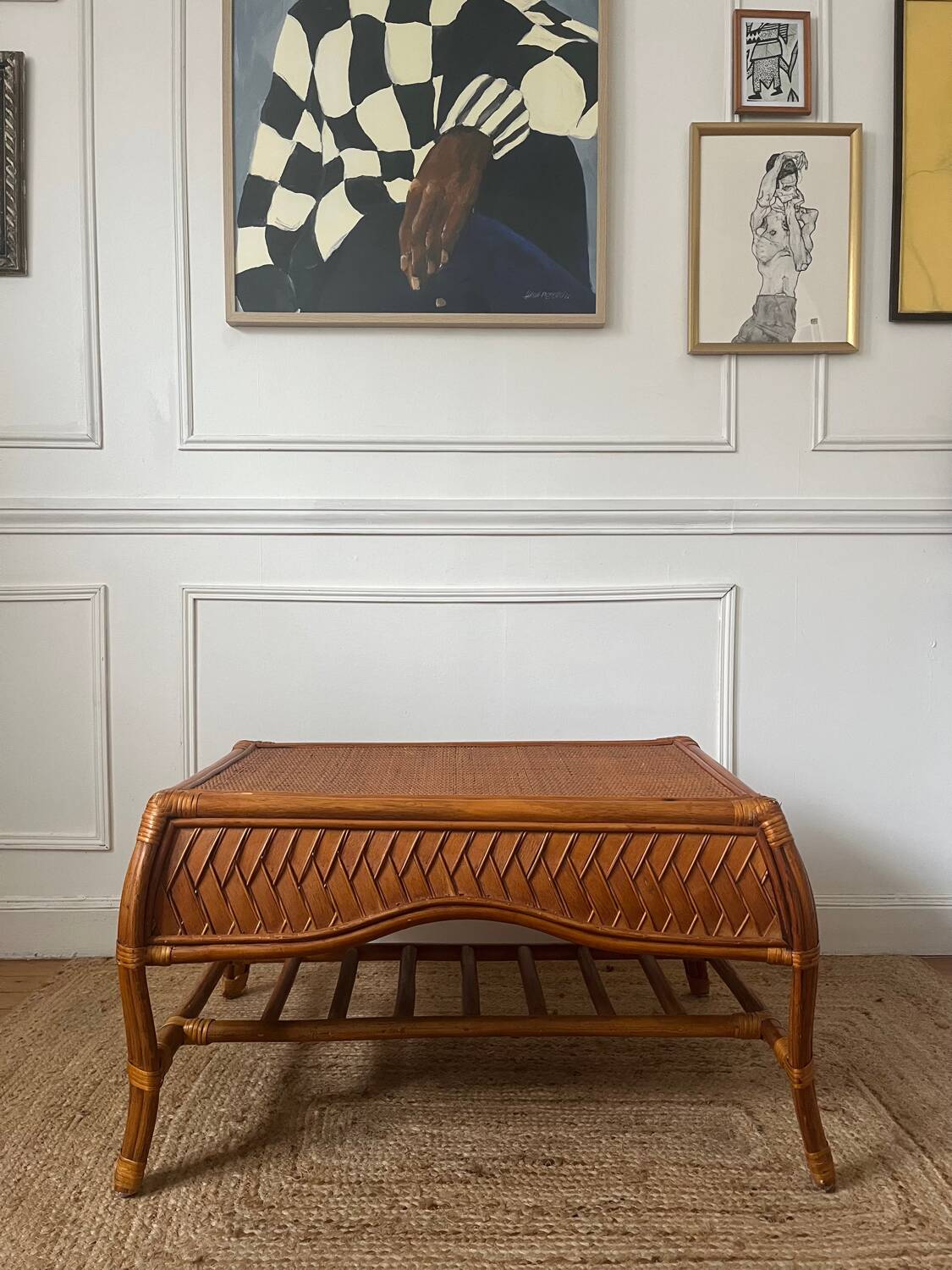 Bamboo and rattan coffee table