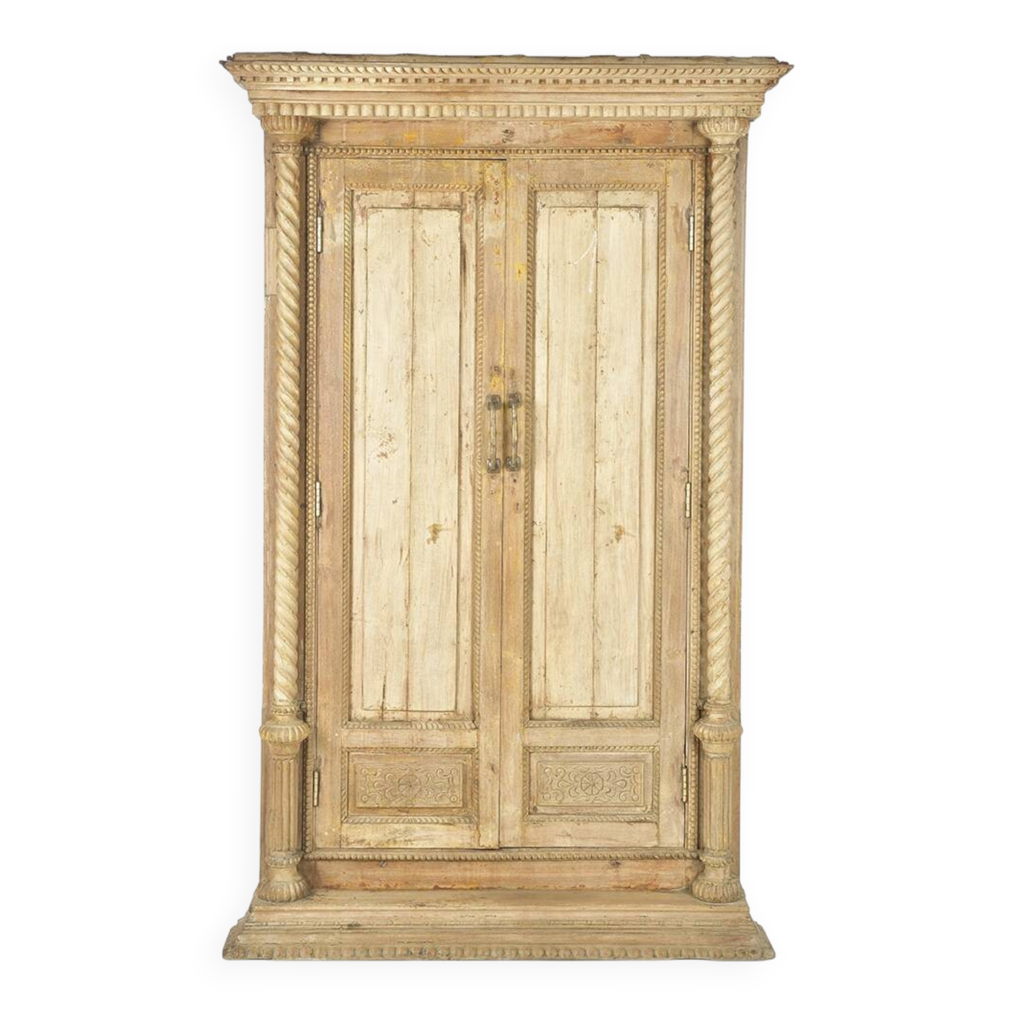 Ancienne porte indienne à deux battants en bois massif