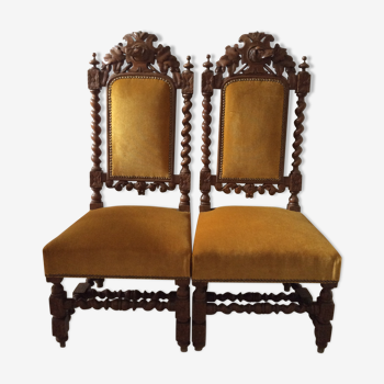 Pair of chairs chauffeurs style Henri II