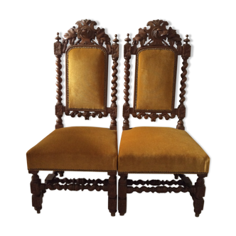 Pair of chairs chauffeurs style Henri II