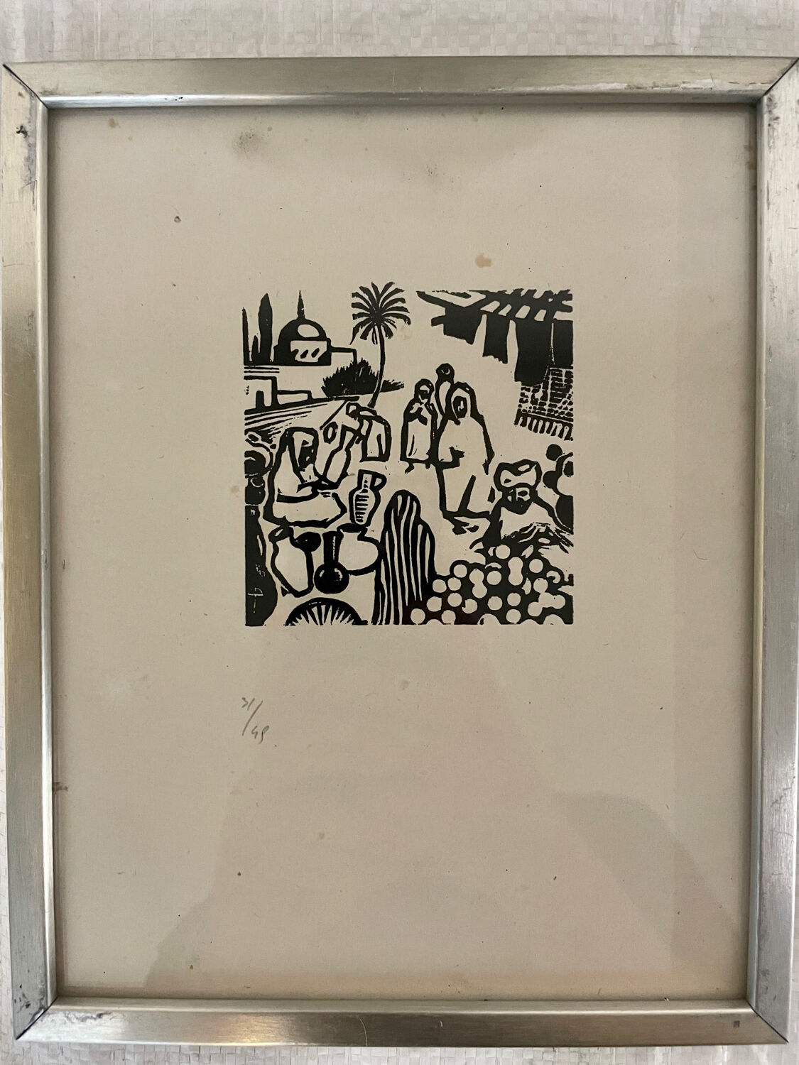Ensemble de six linogravure art deco