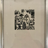 Set of six art deco linocuts
