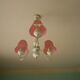 Lasuffed white metal suspension - 3 pink lampshades