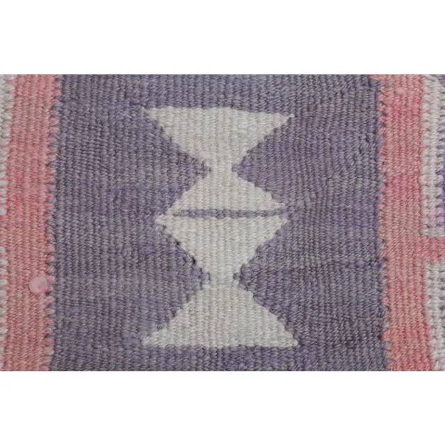 1970s Vintage Turkish Hand-Knotted Wool Cotton Pink Runner Rug 98x303