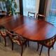 Table + extensions and chairs Gerbeau mahogany vintage wood