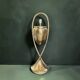 Space Age pivoting floor ashtray in anodised gold aluminium – Mettawa