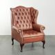 Classic English cowhide button seat chesterfield wingback armchair